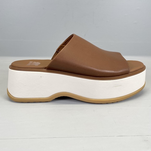 Sorel Shoes - Sorel Dayspring Slide Platform Sandals Womens Size 8 Brown Leather Comfort Shoes